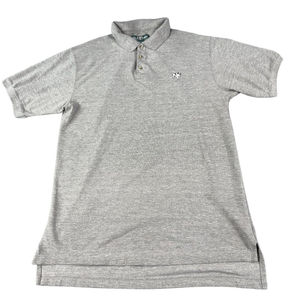 Y2K Big Dogs Gray Polo Shirt XL Dog Logo Embroidered Golf Casual Tee